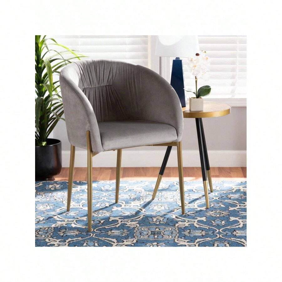 Silla de comedor Ballard de Baxton Studio, gris/dorado - 1 - Ver 1
