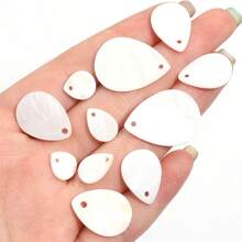 5/10/30pcs/Pack Natural Teardrop Shaped Shell Pendant, White Color Shell Material With Hole, For Clothing, Hair Decoration, Natural Style Accessories