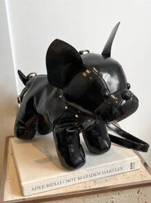 Women's Fashion French Bulldog Cartoon Handbag, With Unique Collar Decoration, Can Be Worn As Shoulder/Crossbody Bag