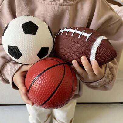 Set de 3 pelotas deportivas en miniatura - Baloncesto, Balón de Fútbol, Fútbol Americano, Adecuado para juego en interiores y exteriores, Juguetes deportivos y de ocio para niños