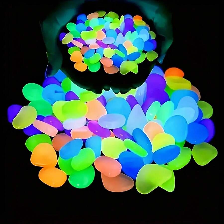 100/300 Pcs Glow In Dark Rocks Luminous Stone Garden Accessories Micro Landscape Fish Tank Decoration Outdoor Patio Lawn Yard Kit - Multicolor - View 1