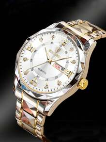 BINBOND 2 件情侣石英表罗马数字时尚不锈钢防水男士腕表女士情侣手表情人节情侣礼物 - 白色 - 查看 11