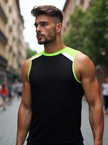 Men's Sleeveless Training Tank Top; Sports, Running, Gym, Lightweight - Breathable - Black - View 4