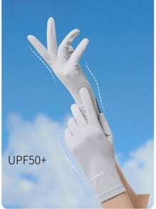 1 Pair Minimalist Summer UV Protection Gloves, Thin Short Breathable Ice Silk Cooling Outdoor Sun Block Gloves For Women