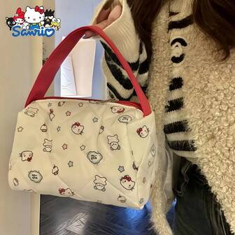  1pc Sanrio Spring/Summer New Stylish Kitty Cat Large Capacity Portable Storage Pouch, High-Quality Cosmetic Bag
