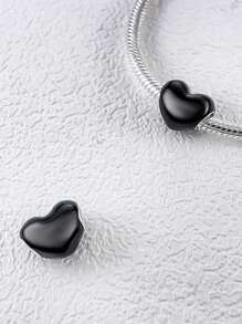 STYFNE 1pc Valentine's 2025 New Heart Pendant In Blue, Pink, Green, Black Color Series, Suitable For Women Bracelet DIY, Jewelry, Daily Small Gift