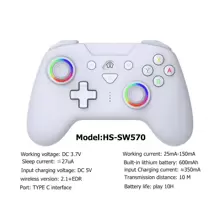 TOPWOLF Double Vibration GAMEPADFOR Switch2/Switch/IOS/Android/Steam RGB Breathing Lighting Wireless Controller Six-Axis Sensor Function Supports Programmable Buttons Macaron Switch Controllers Wireless, With RGB Breathing Lighting, For Switch Lite/Switch Oled/PC/IOS/Android/Steam - Black - View 12