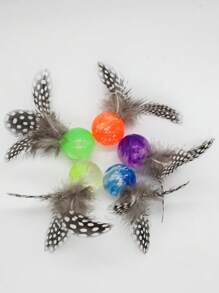 Interactive Cat Feather Ball Toys - 2025 New Elastic Bouncy Balls For Indoor Cats, Kitten Rolling Exercise Toys With Silicone Feathers, Fun Cat Toy For Play & Exercise - Multicolor - View 5