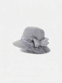 1pc Women Bucket Hat With Bowknot Decoration, Floral Design - Wide Brim, Breathable, Lightweight Hat Suitable For Church, Tea Party, Beach - With Artificial Flower Decor, Church Sun Hat | Lightweight Hat - A - View 5