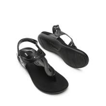Women 2025 New Woven T-Strap Flat Sandals, Fashion Minimalist Casual Thong Slip On Beach Sandals, Bohemian Style - màu đen thuần khiết - Xem 7