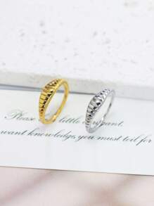 1pc Luxurious Stainless Steel 14K Gold Plated Unique Women Ring, Gift For Her