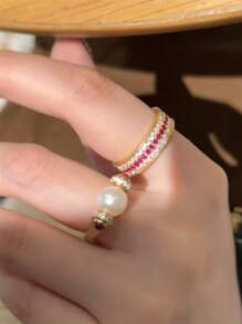 Esberry 1 Stück S925 Sterling Silber Zirkonia Reihe Verlobungsring Ehering für Damen Versprechen Ring Ewigkeitsring hochwertiger Damenschmuck Geschenk für Party Verabredung