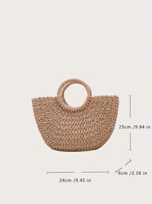 Bolso de playa de media luna de paja y ratán tejido a mano, de gran capacidad, para mujer, de estilo hueco y cruzado, bolso de hombro de verano de paja de media luna, hecho a mano, portátil, de gran capacidad, bolsa de playa, cesta tejida, bolso de asa superior, monedero y bolsas de tela