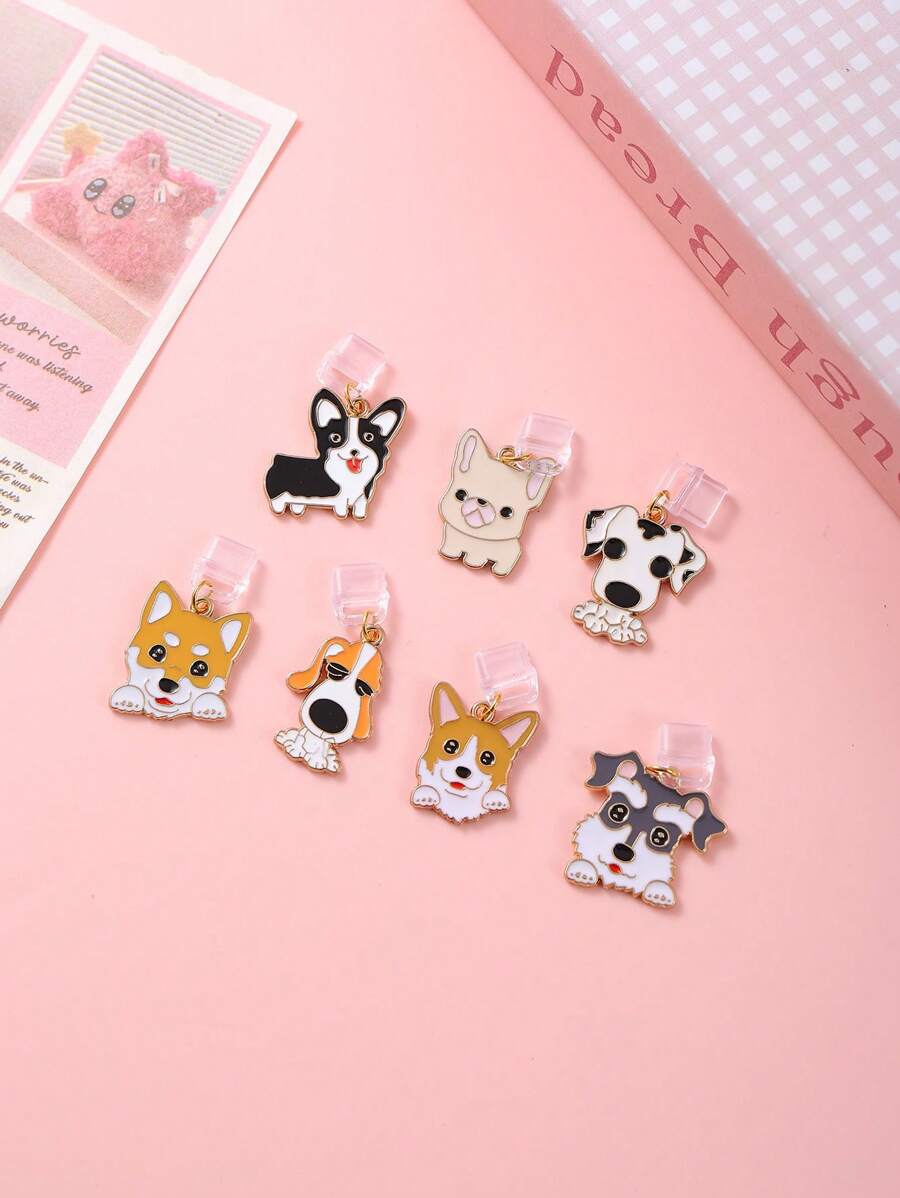 1pc Realistic Metal Cute Smiling Dog Anti-Dust Plug Compatible With IPhone, Android, Lightning, Type-C Port Decor