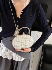 Mini modieuze minimalistische clutch tas, schoudertas, kleine geruite portemonnee voor feest en banket