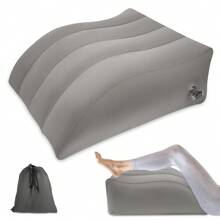 Lightweight Portable Inflatable Wedge Pillow - Ideal For Sleeping, Leg Elevation. Fast Inflation & Deflation For Bed, Travel, Camping Use - Grey - View 1