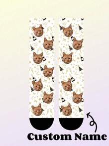 1 paire de chaussettes décontractées imprimées d'animaux drôles et mignons, respirantes, avec motif personnalisé