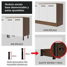 Gabinete Bajo Cocina Madesa Agata 2 Cajones Con Encimera Color Marrón/blanco - Marrón y Blanco - Ver 9
