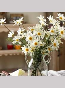 Set de 8 girasoles artificiales clásicos en color blanco, de 20 pulgadas, de plástico resistente a los rayos UV, adecuados para el hogar, el patio, la sala de estar, el jarrón, el porche, el balcón - ideales como regalos para Pascua, Acción de Gracias, Día de San Patricio, Día de San Valentín, cumpleaños, graduación, decoración de jardín, plantas de exterior, jardinería, flores artificiales