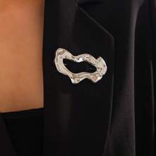 European & American Cross-Border Jewelry, Simple Geometric Lava Textured Round Ring Brooch, Collar Clip Clothing Accessory