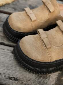 春季高跟厚底玛丽珍鞋，女式复古休闲厚底设计乐福鞋 - 米色 - 查看 7