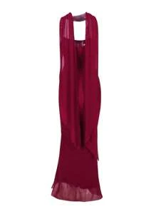 女士三件套：性感抹胸上衣、紧身铅笔裙和围巾、优雅节日派对套装、合身