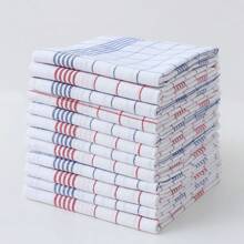 1/2/4/6/8/12 pièces Serviettes de cuisine ultra-douces, super absorbantes, à motifs carreaux et rayures, chiffons à vaisselle rouges / bleus / noirs, parfaits pour la maison et la salle à manger