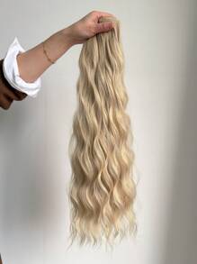 Extensiones de cabello con clips de 22 pulgadas, set de 7 piezas, extensiones de cabello sintético ondulado de agua para uso diario de mujeres y niñas