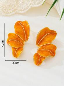 1 Pair Vibrant Summer Dopamine Inspired Colorful Oil Drop Flower Shape Women's Earrings - Orange - View 6