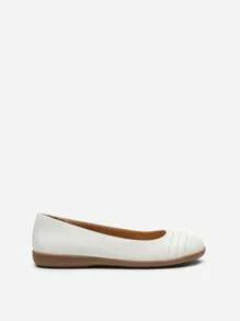 Women's Flats With Arch Support, Ballet Flats For Women Dressy Comfortable, Round Toe & Slip On Office Shoes - White - View 6