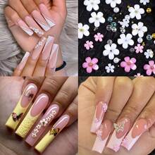 6格丝带蝴蝶结美甲饰品6色长蝴蝶结装饰美甲用品专业美甲配件美甲宝石 - 彩色 - 查看 6