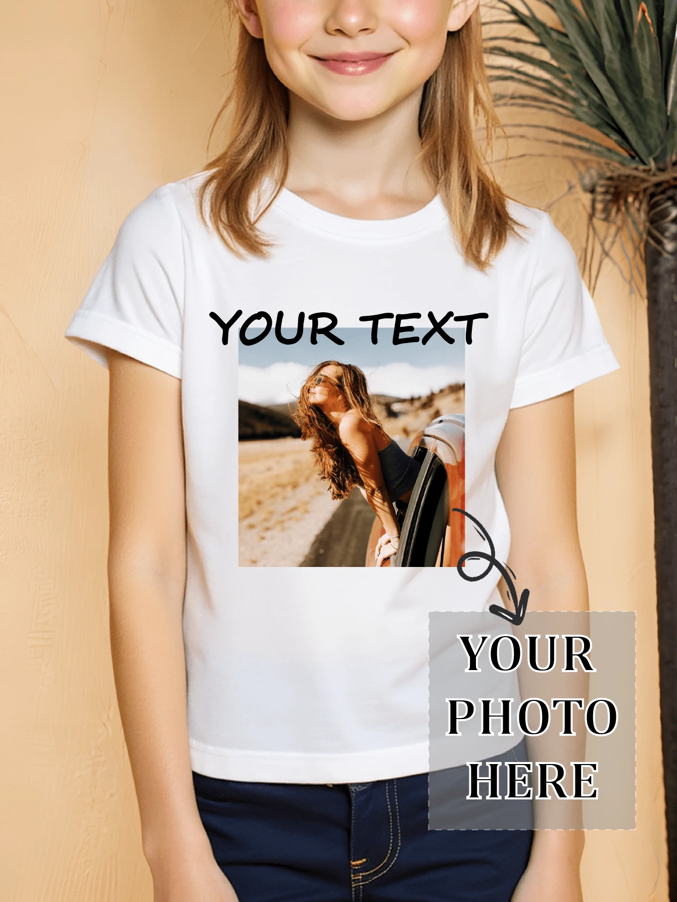 Customized Tween Girls T-Shirt, Spring/Summer, Personalized Design With Photo/Pattern/Logo Print, Suitable For Team/Outdoor/Class Uniforms, Short Sleeve Shirts, Gifts For Holidays & Birthdays - White - View 1