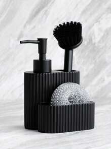 Kitchen Soap Dispenser, Dishwasher Liquid Dispenser Bottle, Spare Bottle, Pot Brush And Dishwasher Sponge