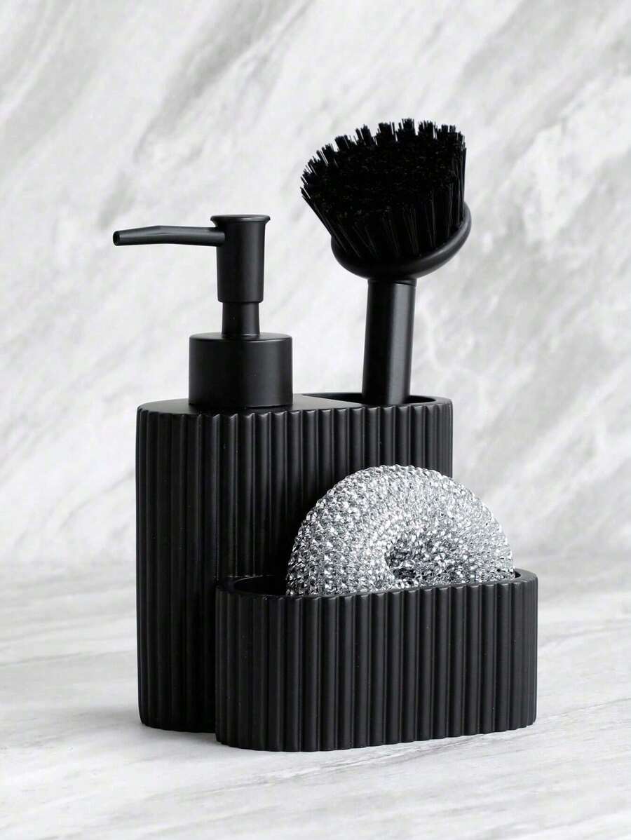 Kitchen Soap Dispenser, Dishwasher Liquid Dispenser Bottle, Spare Bottle, Pot Brush And Dishwasher Sponge