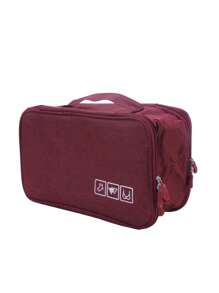 Travel Portable Storage Organizer Bag, Lightweight Oxford Fabric, Multifunctional Compact Packing Solution With Zipper Pouches For Underwear And Accessories, Hand Washable, With Black, Blue, Grey, Purple(Zipper Lining Color Random)