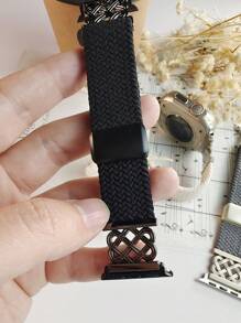 chinbersky 1 Pack Braided Stretchy Watch Bands With Metal Buckle, Chinese Band Knot – Fits 38mm 40mm 41mm 42mm 44mm 45mm 46mm 49mm Smartwatch (Women & Men), Adjustable Quick-Release Nylon Solo Loop Elastic Straps – Compatible With Series 10/9/8/7/6/5/4/3/SE/Ultra