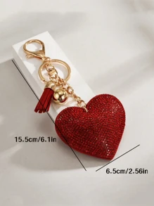 1 Stück wunderschöner Strass-Herzen-förmiger einfarbiger Dekorations-Schlüsselanhänger für Handy, kleine und leichte Modemetall-Taschenpendants, Reiseaccessoirs mit Metallaufhängehaken, Autoschlüsselanhänger, dekorative Geschenke für Mutter, Familie, Freunde, Geburtstag, Feiertage, Handy-Anhänger