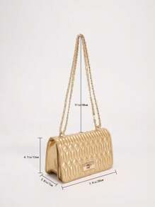 Bolso cuadrado a prueba de agua, ligero, de estilo empresarial casual, con cierre de giro metálico artificial de piel patentada acolchada con cadena para adolescentes, mujeres, estudiantes universitarios, principiantes y trabajadores de cuello blanco. Perfecto para la oficina, la universidad, el trabajo, los viajes, las salidas, el estilo urbano, el punk y el uso diario.
