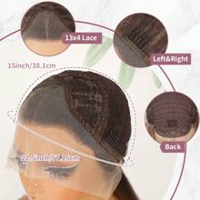 亮点渐变色蕾丝前假发 预拔自然发际线 13x4 高清蕾丝无胶 棕色金色混合颜色头发 合成前蕾丝假发 免费部分 适合时尚女性日常派对穿着 耐热纤维替换假发 26 英寸 180% 密度 - 間色 - 查看 9