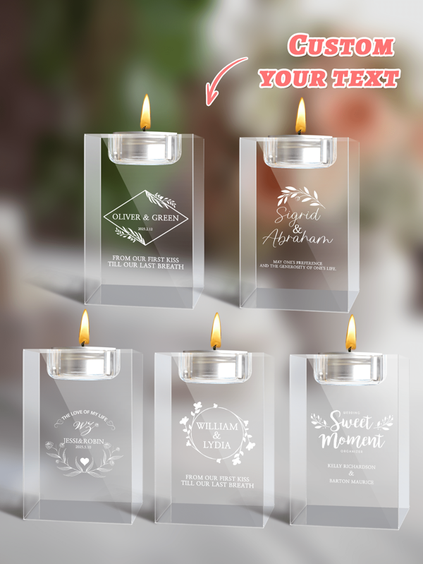 Custom Wedding Anniversary Gift Crystal Candle Holder,Personalized 3D Text Crystal Candle HolderCustom Engraved Crystal Candelabra With YourOwn Lmage Text Anniversary ChristmasBirthday Gifts For Dad Mom Him Her (White),Love Lives Here Crystal Tealight Candle Holder,Personalized Couple Gifts, Engagement Gift,Personalized Pillar Candle Holder