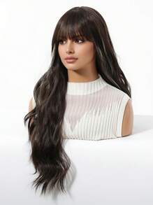 Ava WIGS 26 英寸棕色混合金发挑染假发分层假发女士简约优雅合成假发适合角色扮演日常派对音乐节 ﻿ ﻿