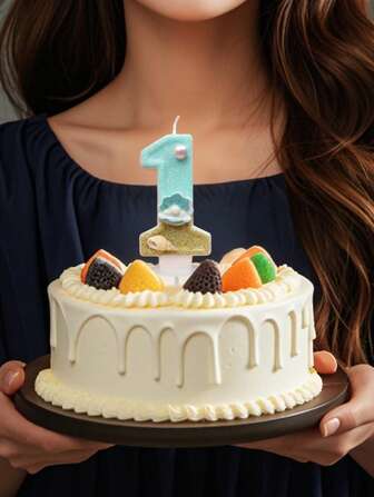 1pc Gold Blue Pure Handmade Birthday Candles, Conch Birthday Candles, Festival And Party Supplies, Cake Decorating Candles, Cake Decorating Supplies, Creative Number 0-9 Birthday Cake Candles, Fun And Cute Cake Decorating Candles