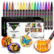 12/18/24 Colors Premium Fine Tip Acrylic Paint Marker Pens, Suitable For Wood, Canvas, Stone, Rock Painting, Glass, Ceramic Surface, DIY On Various Surfaces Back To School