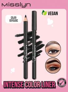Misslyn Intense Color Liner, Creamy, Eyeshadow & Eyeliner Pencil, Sharpenable Eyeliner Pencil, Ultra-Pigmented, Blendable, Cruelty-Free, Smooth, Long Lasting, Highly Pigmented, No Smudging, Smooth Soft Gliding, Y2K Makeup Party Beach Travel Holiday Camping Outdoors Present Rose Fashion Girl New Year Cosmetic Cosplay Best Trip Festivals Color Fancy Campus School Charm Vibe Cny Chinese New Year, Valentine's Day Gift,Vegan,Cruelty Free - 50 Dip Black - 查看 1