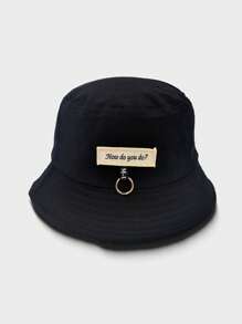 1pc Unisex "How Do You Do" Letter Patch Bucket Hat, Versatile For Spring & Summer Outdoor, UV Protection, Student, Couple, Casual Sun Hat