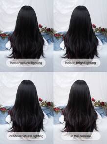 1 件合成耐热卷发带刘海假发多发 24 顶部全编织日常自然逼真假发。