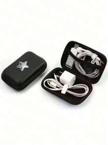 A Portable Mini Storage Bag With Y2k Star Heart Decoration Elements, Waterproof And Anti Drop Eva Material Hard Shell Camera Box, Shockproof Storage Box, Suitable For Storing Digital Cameras And Digital Products, Can Store Headphones