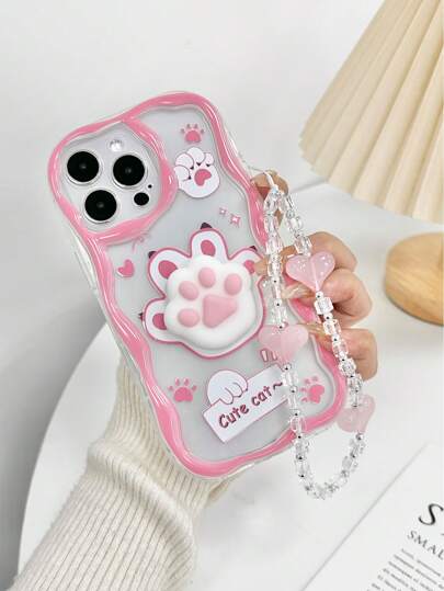 挂绳花朵彩绘奶油色纹理波浪边简约防震厚手机保护壳印花，兼容 16 XR/7/8、15 Pro Max/12 Pro Max/13 Pro Max/14 Pro Max、13 14 11 12p14、P11 软壳 P12 防震 XS.XR /78P.78GES2，适用于 A134G A22 A21S A514G A52 S22 ULTRA A335G、A34 A35，兼容 Redmi 10 Redmi Note 11 4G Redmi 11 Lite A53tpuA14/A23/S23 ULTRA S24 A14 A15 S23 A73 A55 A54，Redmi 手机壳