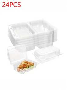 24 Piezas Contenedores de comida de plástico sólido desechables con tapa transparente, cajas bento con tapa tipo bisagra - Envases de regalo navideños, de Halloween y de San Valentín para pasteles
