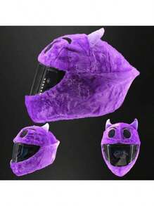 Motorcycle Electric Bike Helmet Cover Cartoon Animal Hat Cute Dog Rabbit Plush Protective Head Cover For Men Women - Purple - View 6